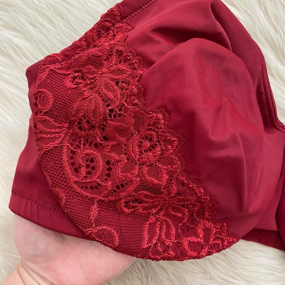 Olga Dark Red Lace Gentle Luxury Lift Bra 42D - Picture 4 of 11